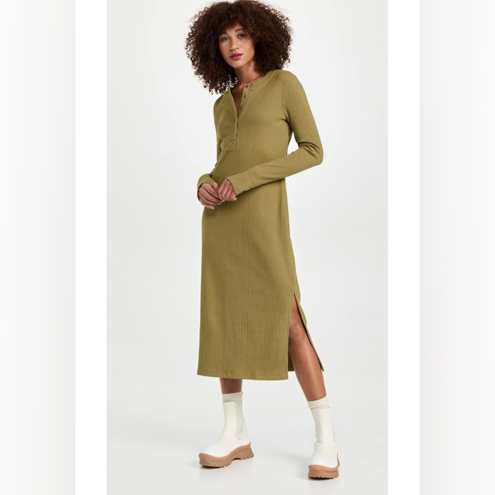 Sweaty Betty Ribbed Henley Knit Midi Dress